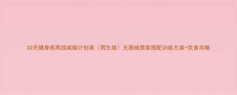 30天健身房高效减脂计划表男生版无器械居家搭配训练方案饮食攻略-第3张图片-ZBLOG