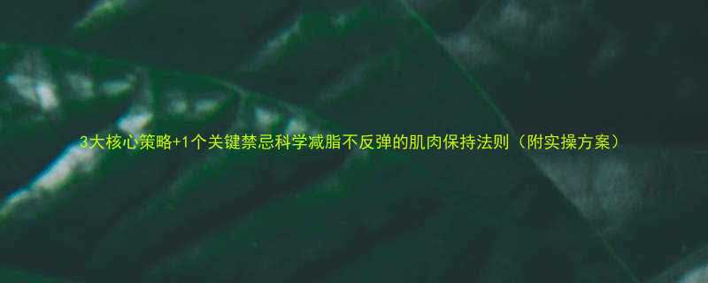 3大核心策略1个关键禁忌科学减脂不反弹的肌肉保持法则附实操方案-第1张图片-ZBLOG