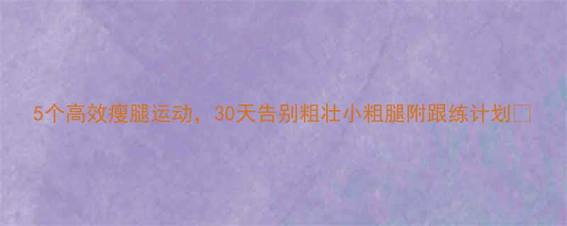 5个高效瘦腿运动30天告别粗壮小粗腿附跟练计划-第1张图片-ZBLOG