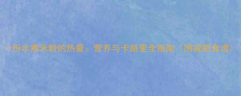 一份水煮米粉的热量营养与卡路里全指南附减肥食谱-第1张图片-ZBLOG
