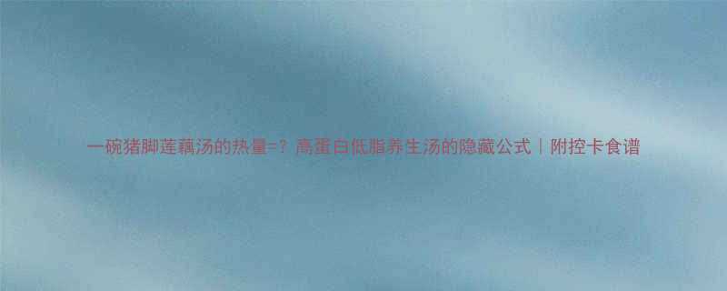 一碗猪脚莲藕汤的热量高蛋白低脂养生汤的隐藏公式附控卡食谱-第2张图片-ZBLOG