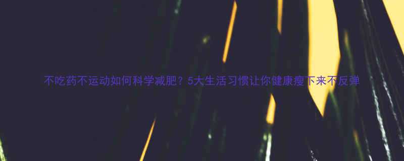 不吃药不运动如何科学减肥5大生活习惯让你健康瘦下来不反弹-第3张图片-ZBLOG