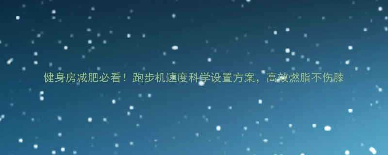健身房减肥必看跑步机速度科学设置方案高效燃脂不伤膝-第3张图片-ZBLOG