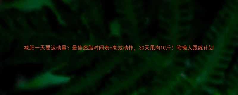 减肥一天要运动量？最佳燃脂时间表+高效动作，30天甩肉10斤！附懒人跟练计划-第2张图片-ZBLOG