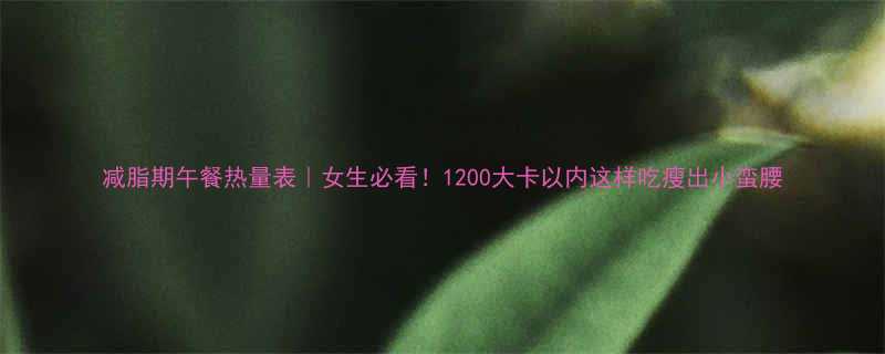 减脂期午餐热量表｜女生必看！1200大卡以内这样吃瘦出小蛮腰-第2张图片-ZBLOG