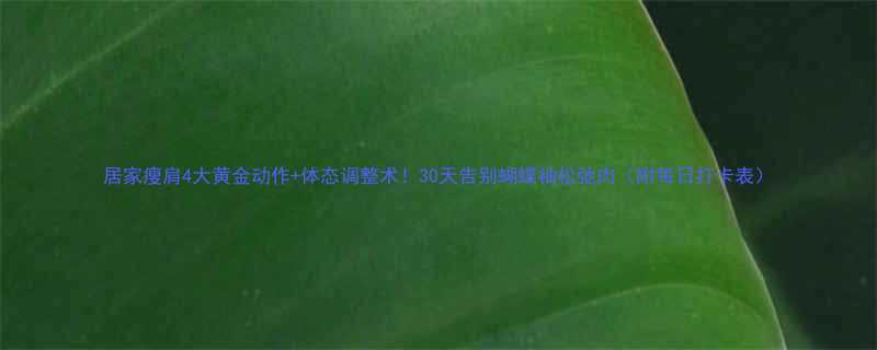 居家瘦肩4大黄金动作体态调整术30天告别蝴蝶袖松弛肉附每日打卡表-第1张图片-ZBLOG