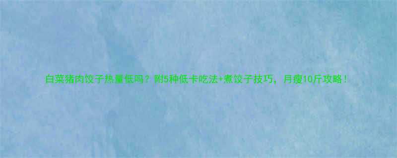 白菜猪肉饺子热量低吗？附5种低卡吃法+煮饺子技巧，月瘦10斤攻略！-第3张图片-ZBLOG