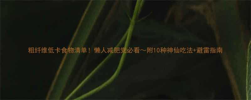 粗纤维低卡食物清单懒人减肥党必看附10种神仙吃法避雷指南-第1张图片-ZBLOG