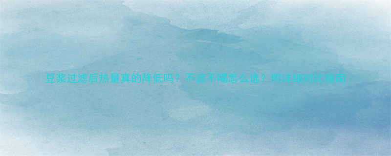 豆浆过滤后热量真的降低吗？不滤不喝怎么选？附详细对比指南-第2张图片-ZBLOG