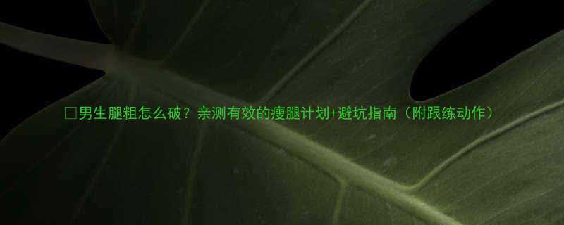 男生腿粗怎么破亲测有效的瘦腿计划避坑指南附跟练动作-第3张图片-ZBLOG
