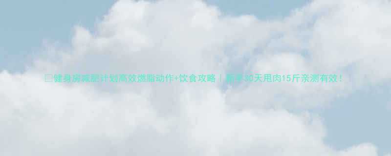 健身房减肥计划高效燃脂动作饮食攻略新手30天甩肉15斤亲测有效-第2张图片-ZBLOG